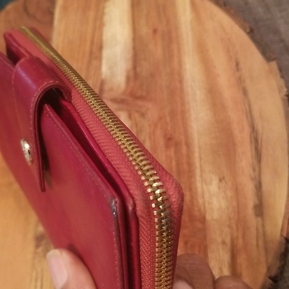 Valentina Made In Italy Leather Wallet Zip Around & Snap Front Wine Color - Picture 8 of 16